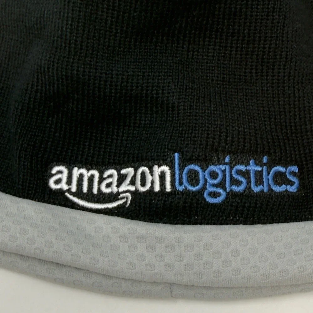 Amazon Logistics Black Knit Beanie Hat Reflective Gray Band Sport-Tek